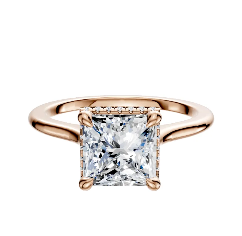 18K Rose Gold 4 Prong Collar Cathedral Dome 1.5mm Engagement Ring sold by Promise By Effy