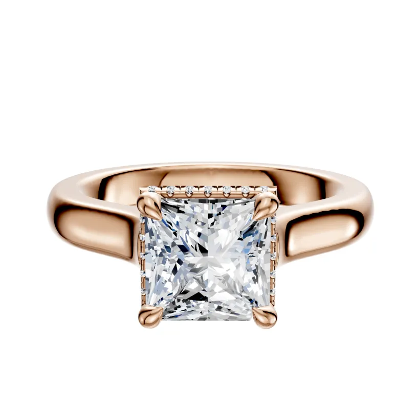 18K Rose Gold 4 Prong Collar Cathedral Dome 3.0mm Engagement Ring sold by Promise By Effy