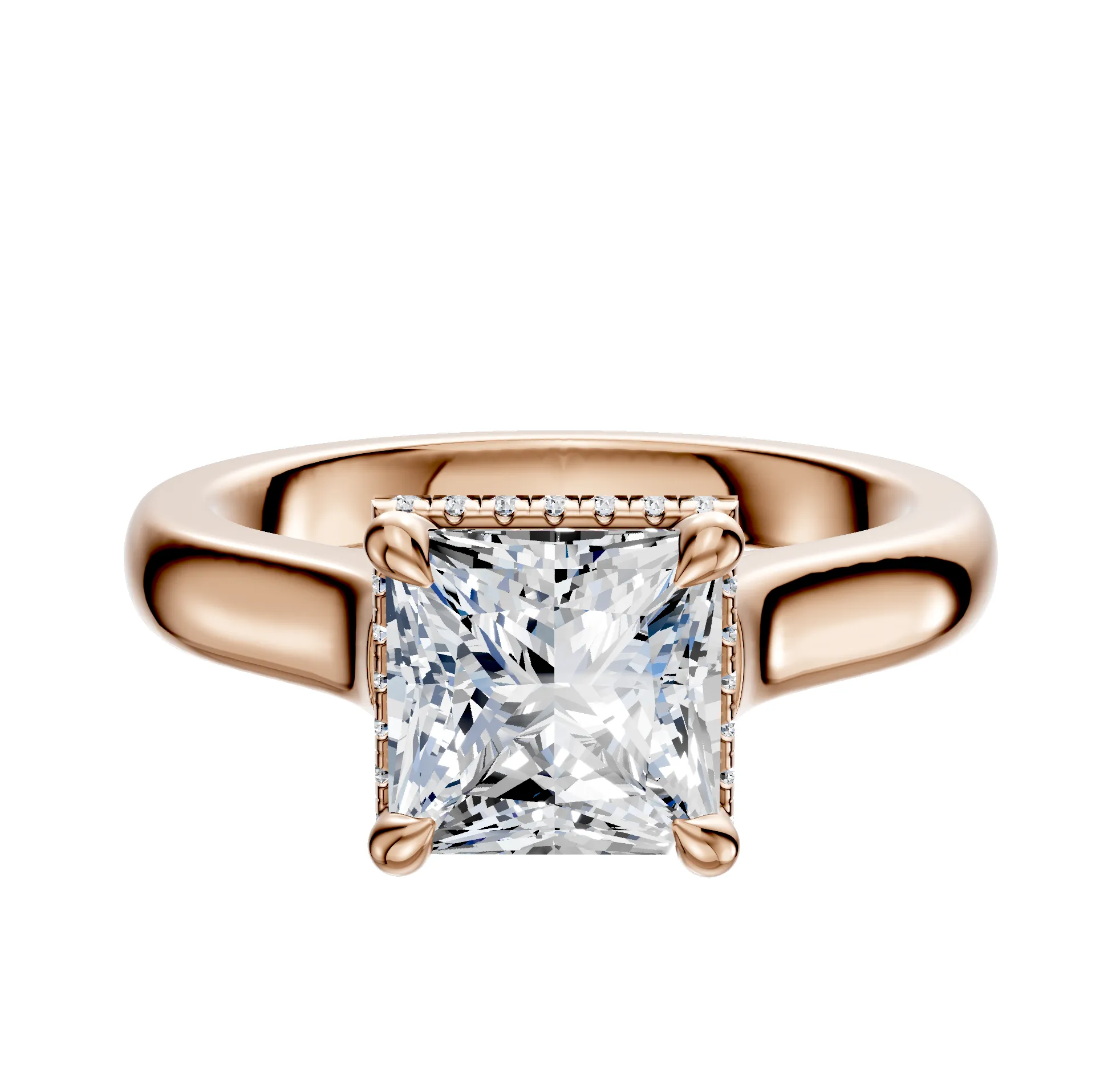 18K Rose Gold 4 Prong Collar Cathedral Dome 3.0mm Engagement Ring sold by Promise By Effy