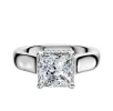 18K White Gold 4 Prong Collar Cathedral Dome 4.0mm Engagement Ring sold by Promise By Effy