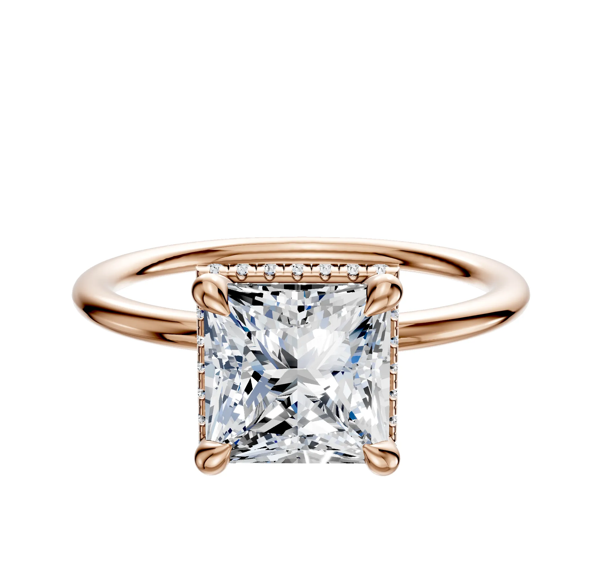 18K Rose Gold 4 Prong Collar Classic Dome 1.5mm Engagement Ring sold by Promise By Effy