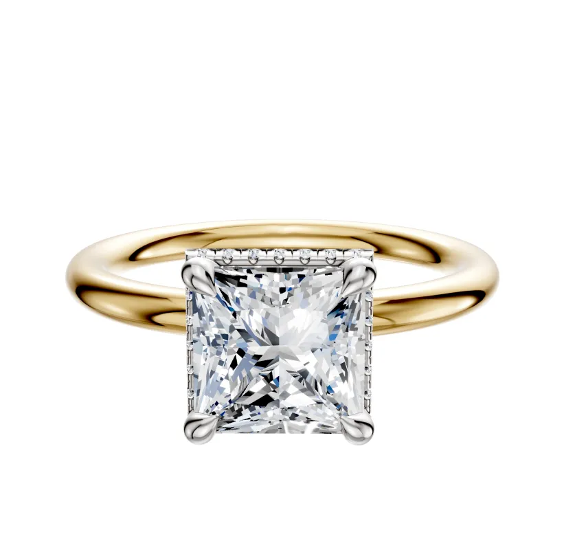 18K Two Tone 4 Prong Collar Classic Dome 2.0mm Engagement Ring sold by Promise By Effy