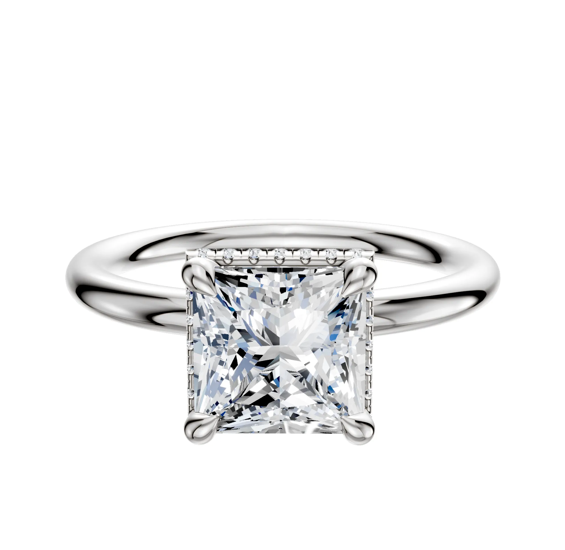 Platinum 4 Prong Collar Classic Dome 2.0mm Engagement Ring sold by Promise By Effy