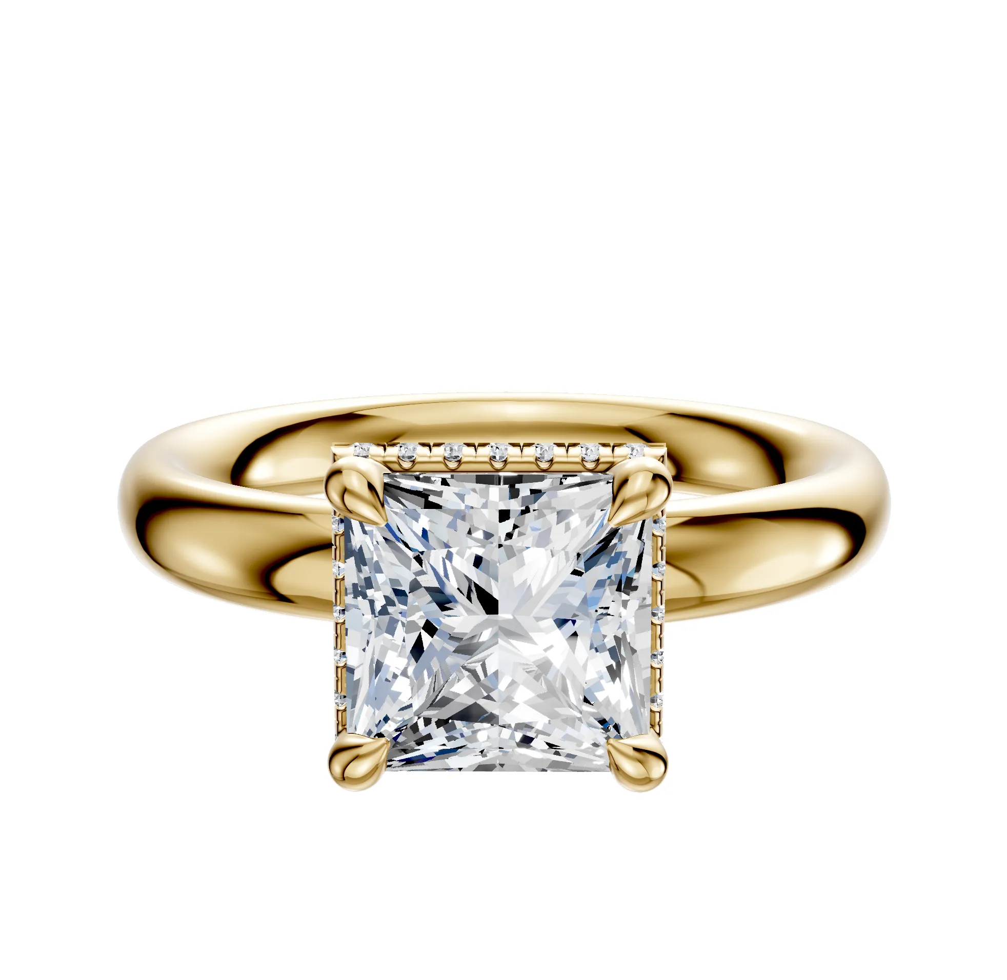18K Yellow Gold 4 Prong Collar Classic Dome 3.0mm Engagement Ring sold by Promise By Effy