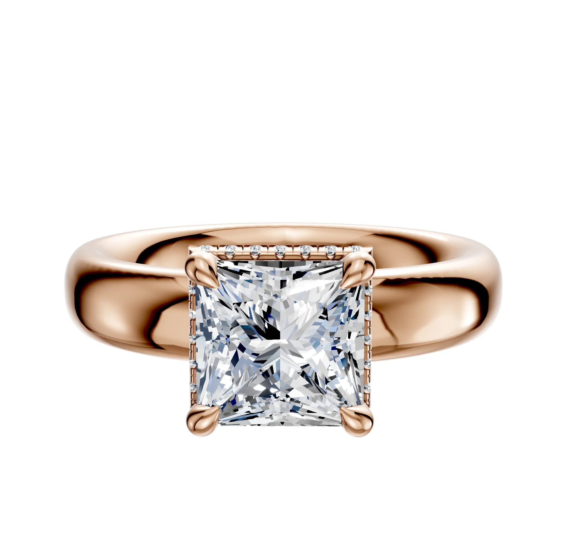 18K Rose Gold 4 Prong Collar Classic Dome 4.0mm Engagement Ring sold by Promise By Effy