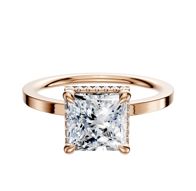 14K Rose Gold 4 Prong Collar Classic Flat 1.5mm Engagement Ring sold by Promise By Effy