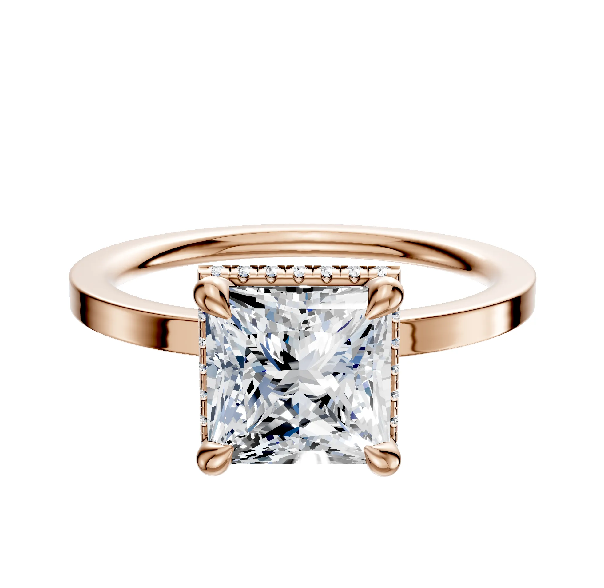 18K Rose Gold 4 Prong Collar Classic Flat 1.5mm Engagement Ring sold by Promise By Effy