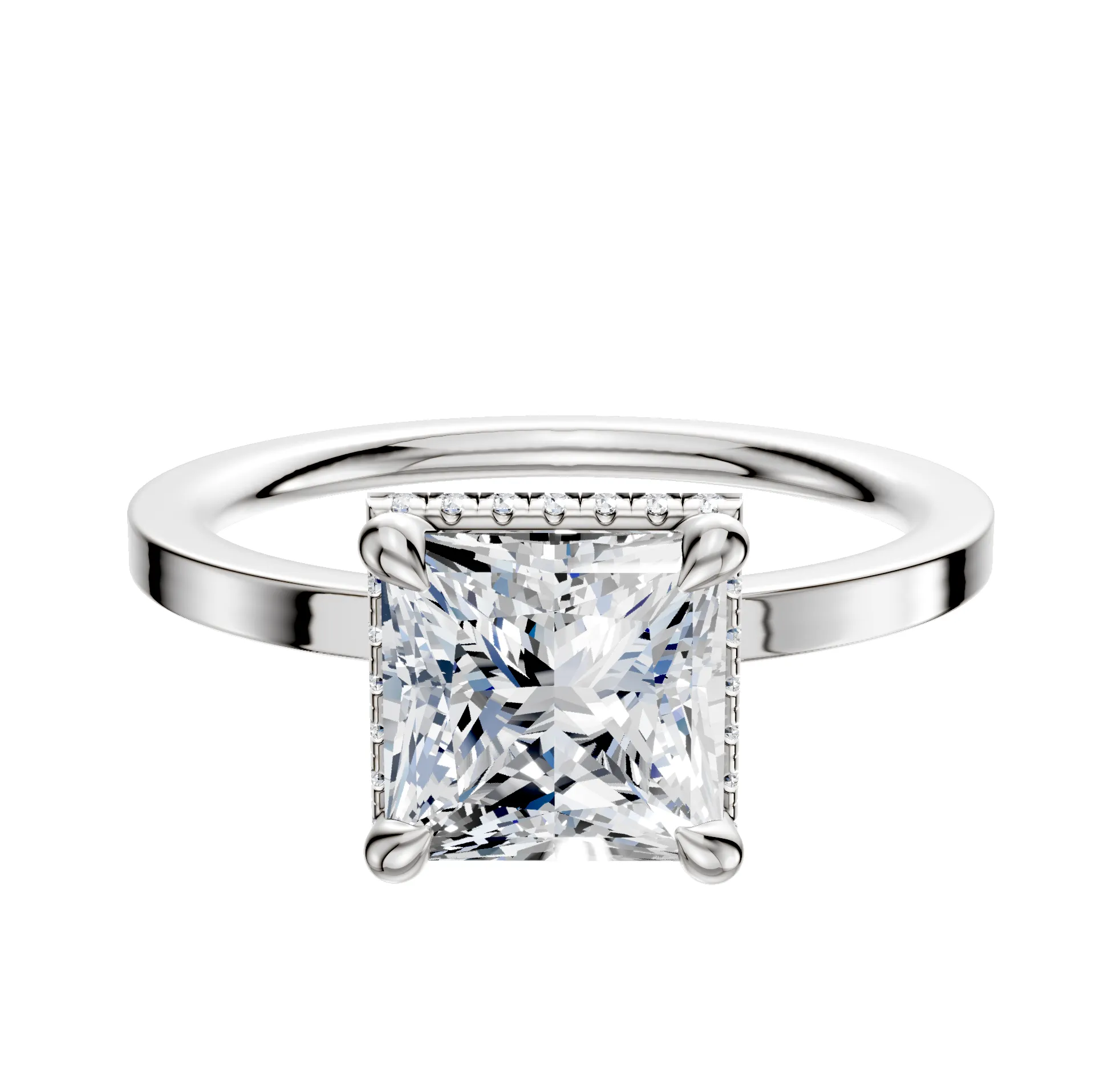 Platinum 4 Prong Collar Classic Flat 1.5mm Engagement Ring sold by Promise By Effy