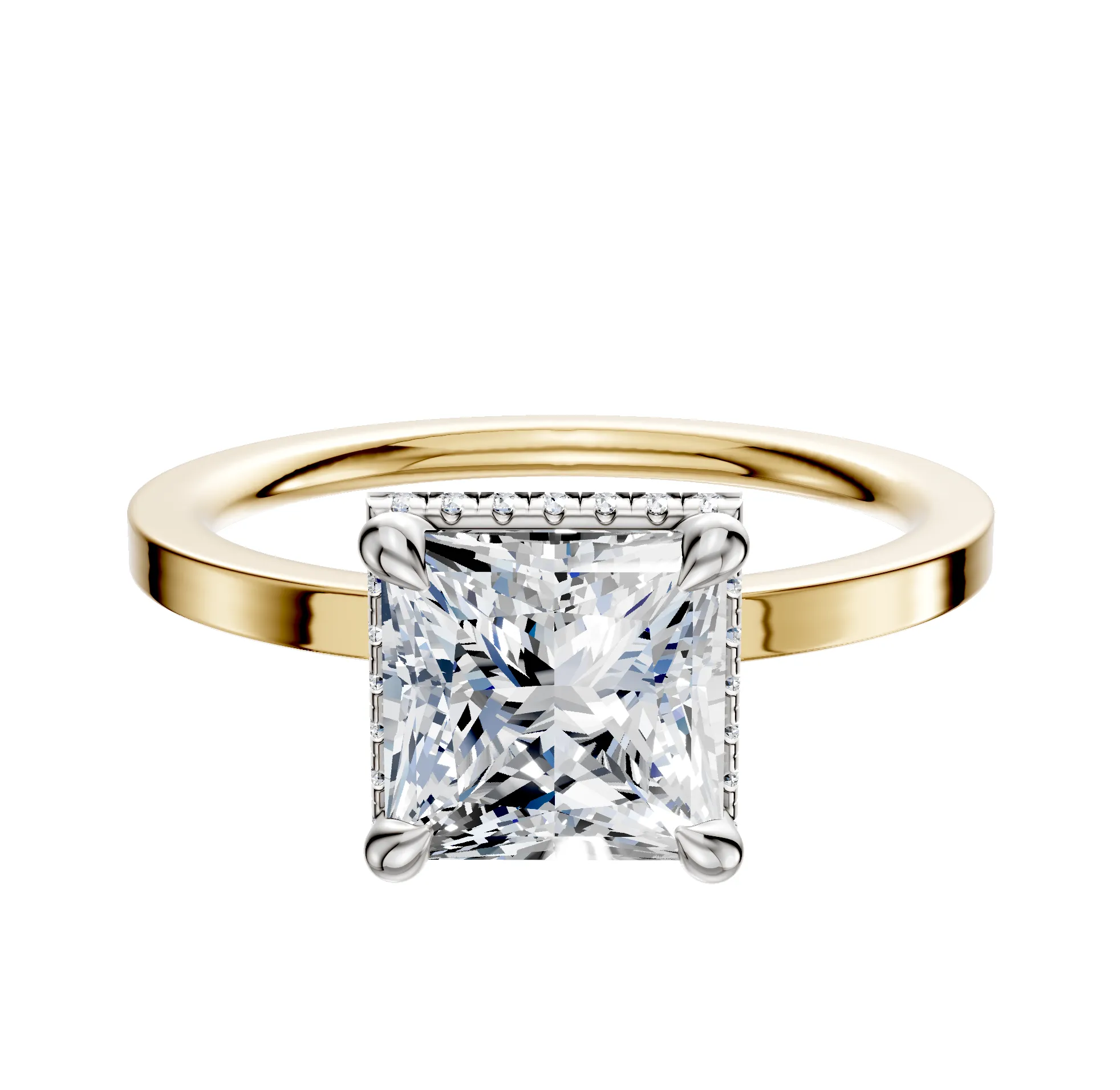 18K Two Tone 4 Prong Collar Classic Flat 1.5mm Engagement Ring sold by Promise By Effy