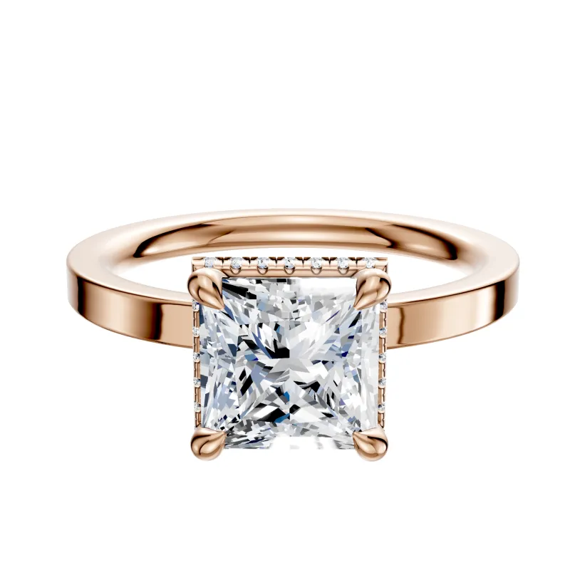 18K Rose Gold 4 Prong Collar Classic Flat 2.0mm Engagement Ring sold by Promise By Effy