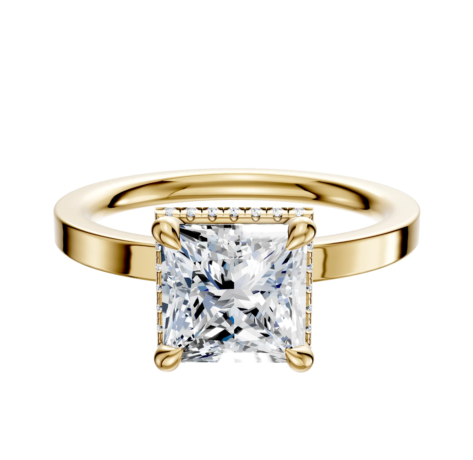 18K Yellow Gold 4 Prong Collar Classic Flat 2.0mm Engagement Ring sold by Promise By Effy