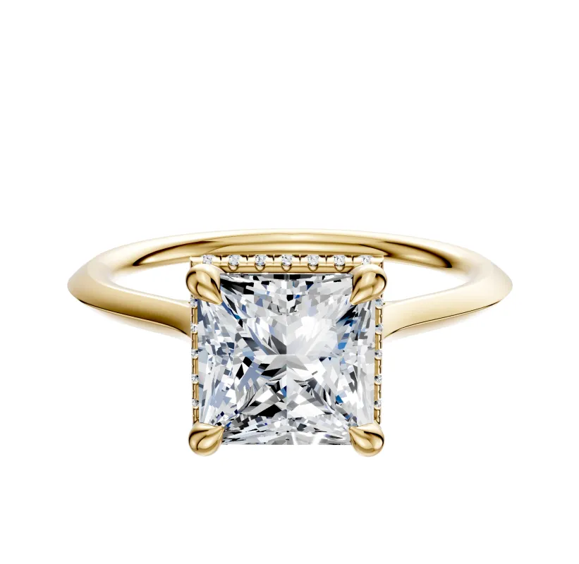 18K Yellow Gold 4 Prong Collar Cathedral Knife Edge 1.5mm Engagement Ring sold by Promise By Effy