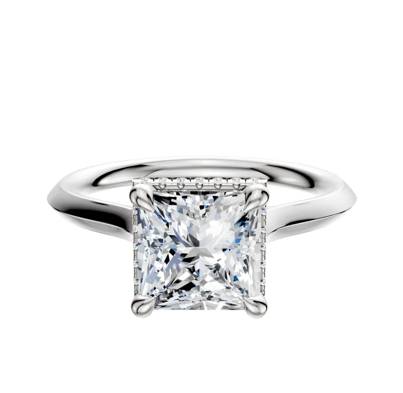 18K White Gold 4 Prong Collar Cathedral Knife Edge 2.0mm Engagement Ring sold by Promise By Effy