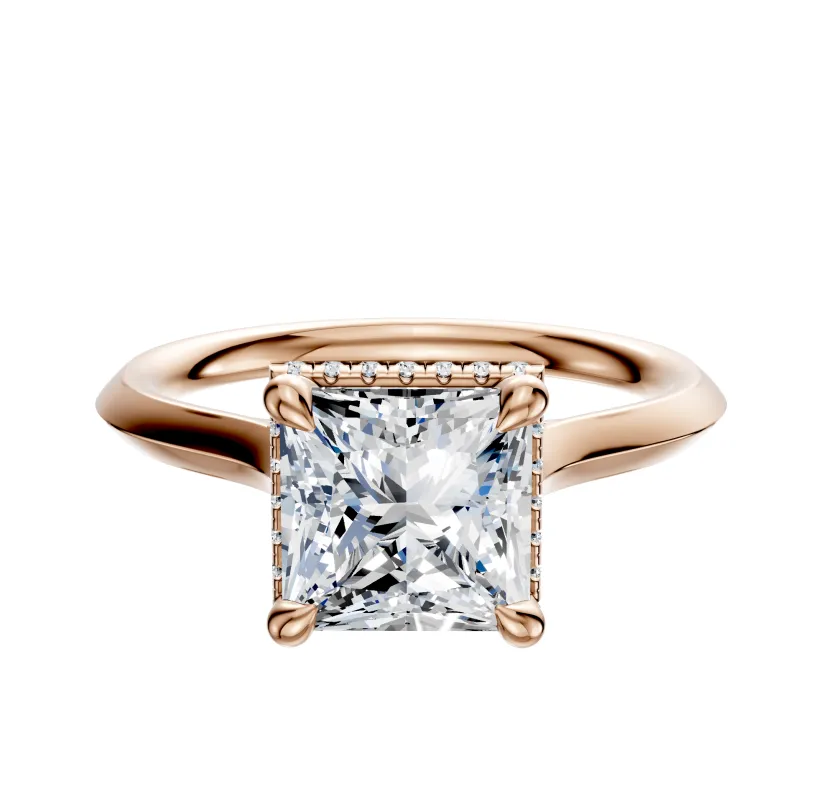 18K Rose Gold 4 Prong Collar Cathedral Knife Edge 2.0mm Engagement Ring sold by Promise By Effy