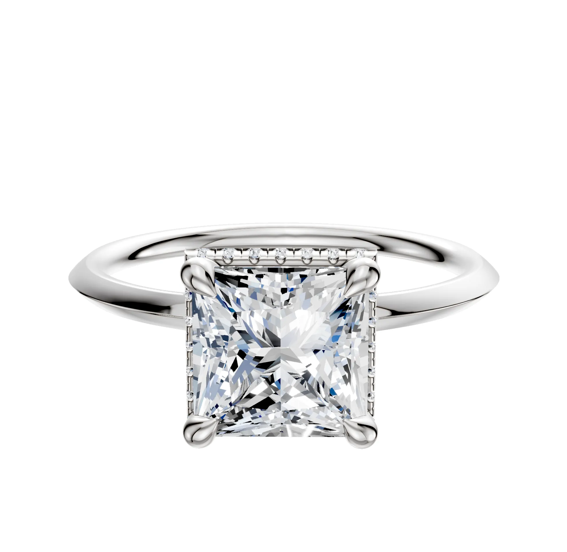 18K White Gold 4 Prong Collar Classic Knife Edge 1.5mm Engagement Ring sold by Promise By Effy