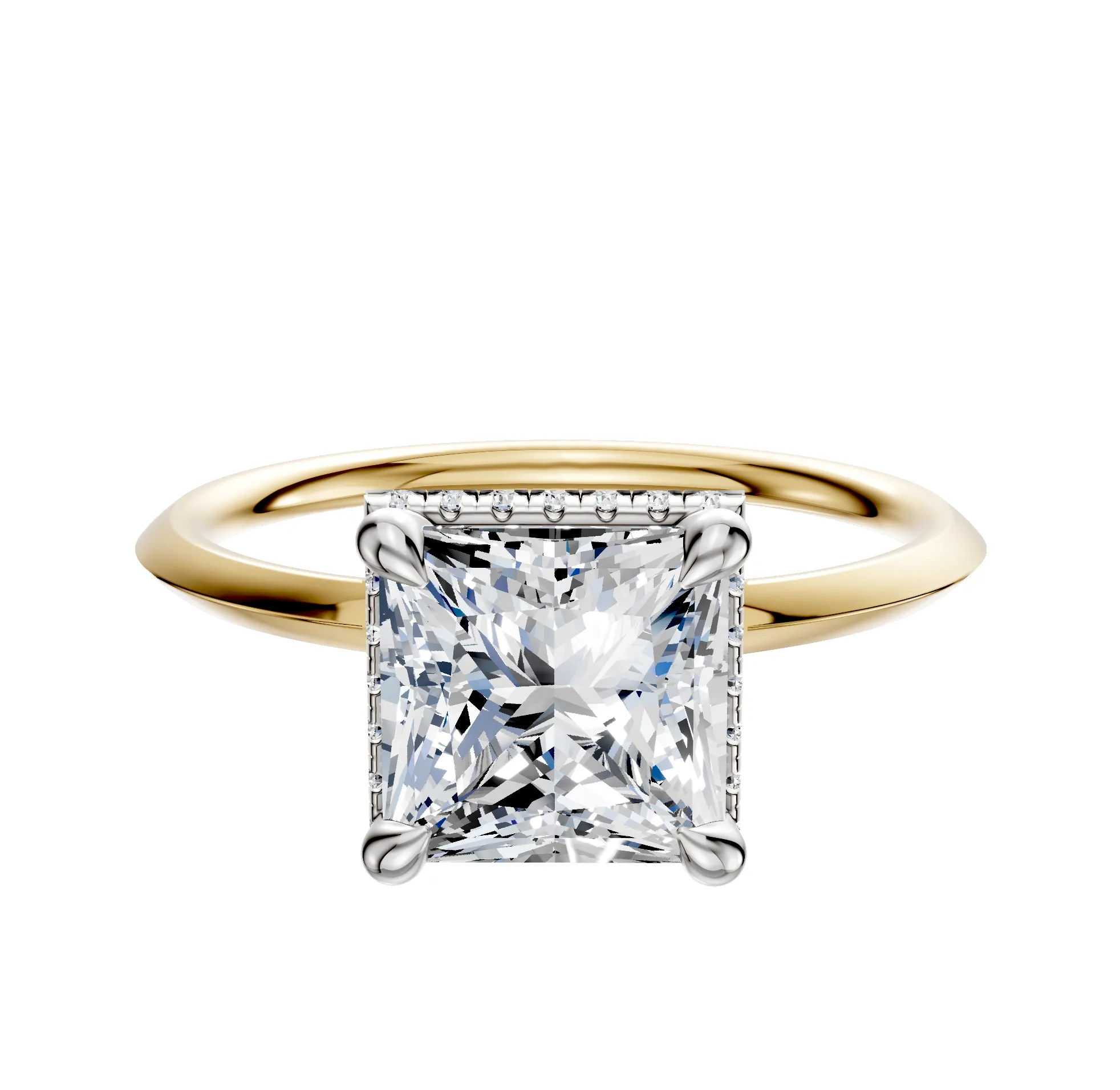 14K Two Tone 4 Prong Collar Classic Knife Edge 1.5mm Engagement Ring sold by Promise By Effy