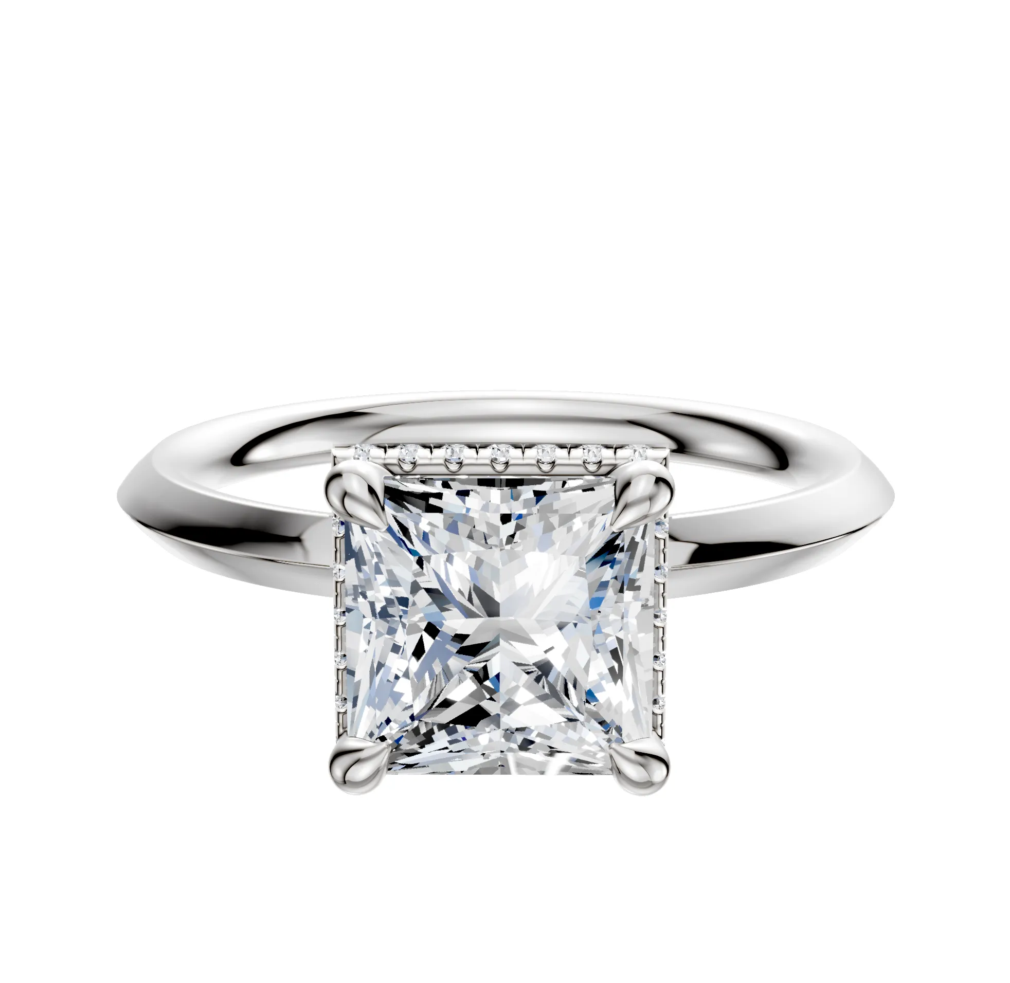 14K White Gold 4 Prong Collar Classic Knife Edge 2.0mm Engagement Ring sold by Promise By Effy