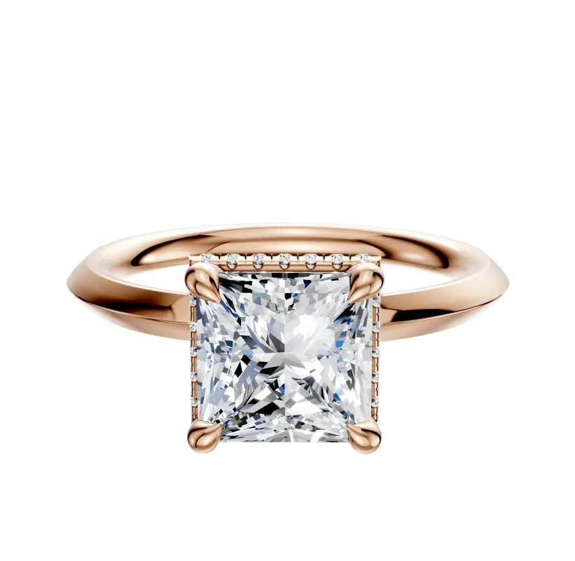 14K Rose Gold 4 Prong Collar Classic Knife Edge 2.0mm Engagement Ring sold by Promise By Effy