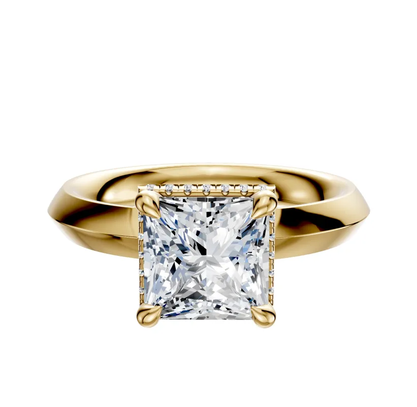 14K Yellow Gold 4 Prong Collar Classic Knife Edge 3.0mm Engagement Ring sold by Promise By Effy