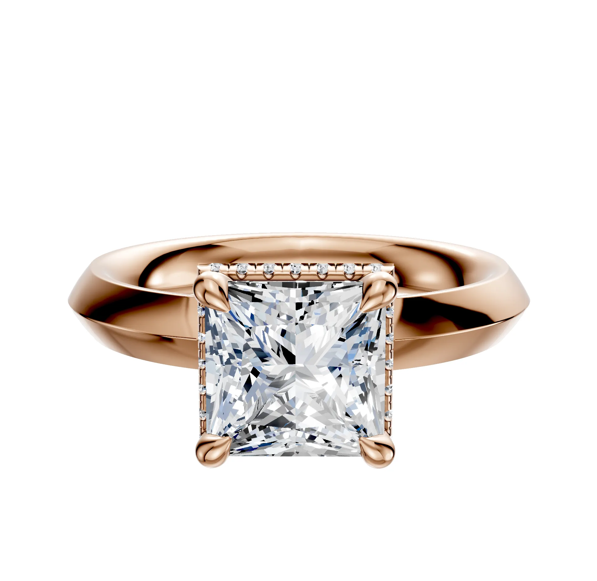 14K Rose Gold 4 Prong Collar Classic Knife Edge 3.0mm Engagement Ring sold by Promise By Effy