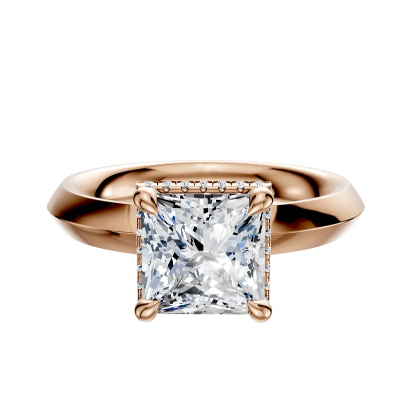 18K Rose Gold 4 Prong Collar Classic Knife Edge 3.0mm Engagement Ring sold by Promise By Effy