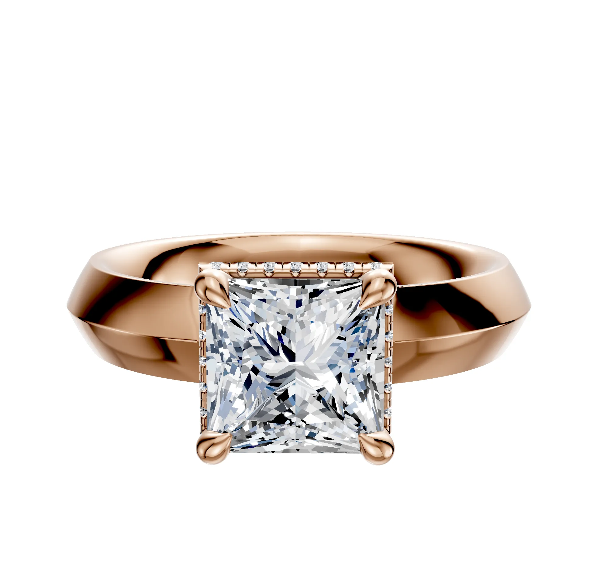 18K Rose Gold 4 Prong Collar Classic Knife Edge 4.0mm Engagement Ring sold by Promise By Effy