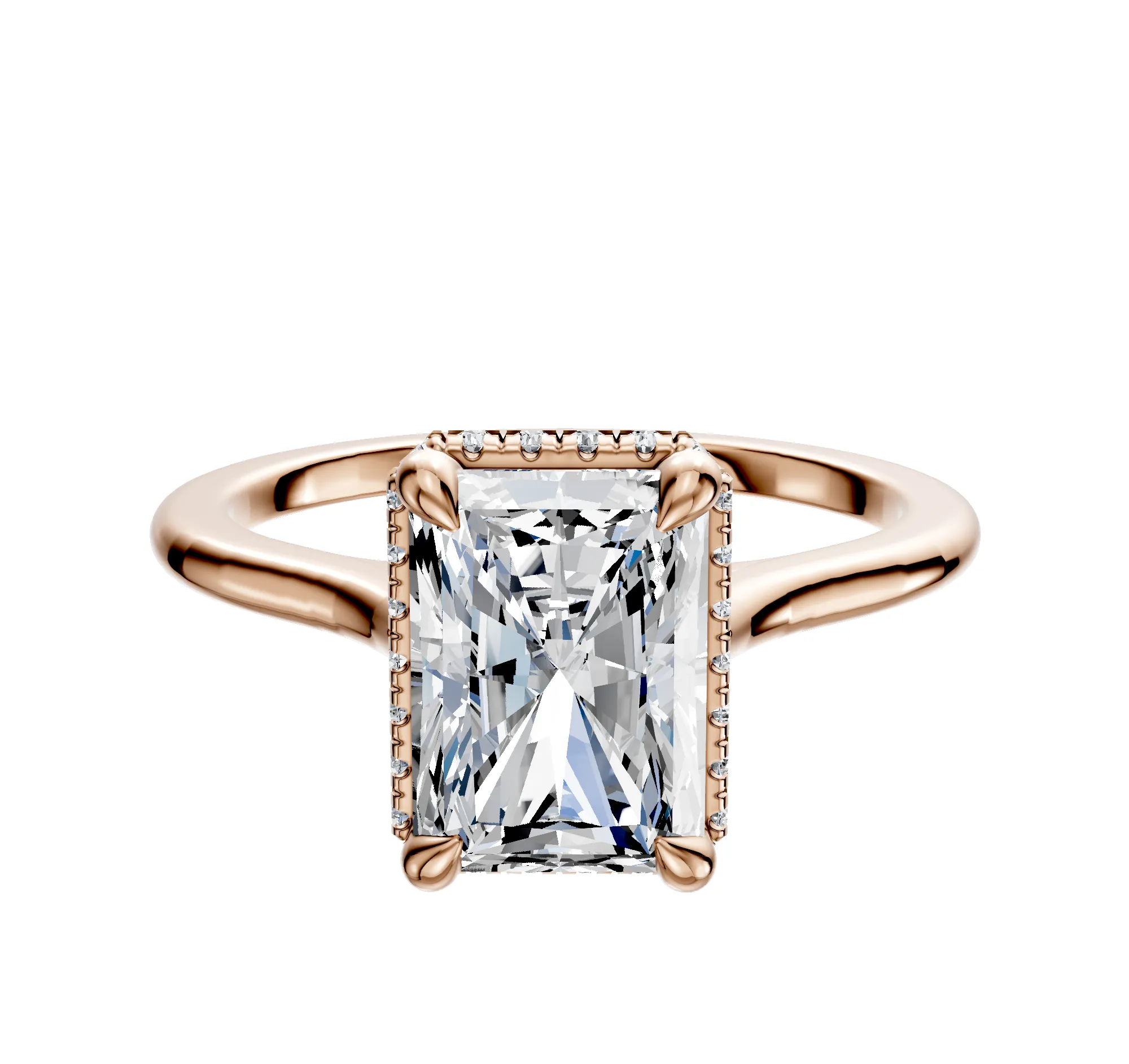 14K Rose Gold 4 Prong Collar Cathedral Dome 1.5mm Engagement Ring sold by Promise By Effy