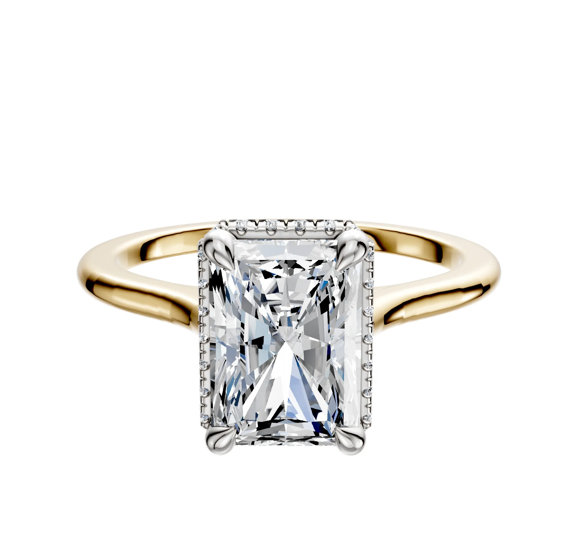 18K Two Tone 4 Prong Collar Cathedral Dome 1.5mm Engagement Ring sold by Promise By Effy