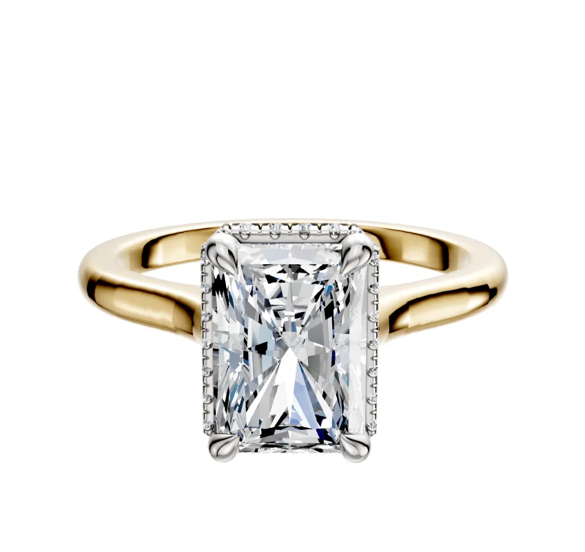 14K Two Tone 4 Prong Collar Cathedral Dome 2.0mm Engagement Ring sold by Promise By Effy