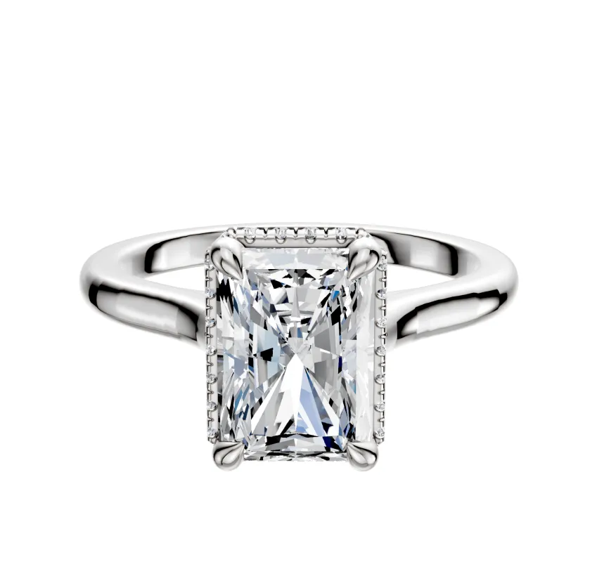 18K White Gold 4 Prong Collar Cathedral Dome 2.0mm Engagement Ring made by Promise By Effy