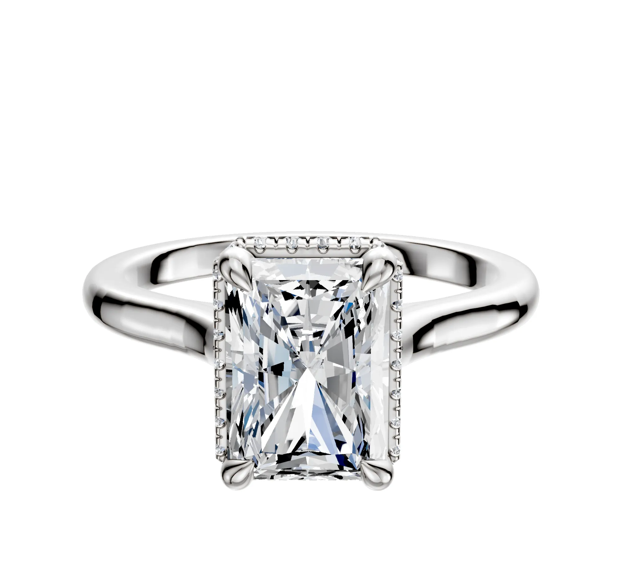 Platinum 4 Prong Collar Cathedral Dome 2.0mm Engagement Ring sold by Promise By Effy