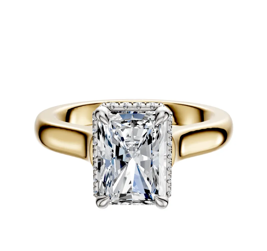 14K Two Tone 4 Prong Collar Cathedral Dome 3.0mm Engagement Ring sold by Promise By Effy