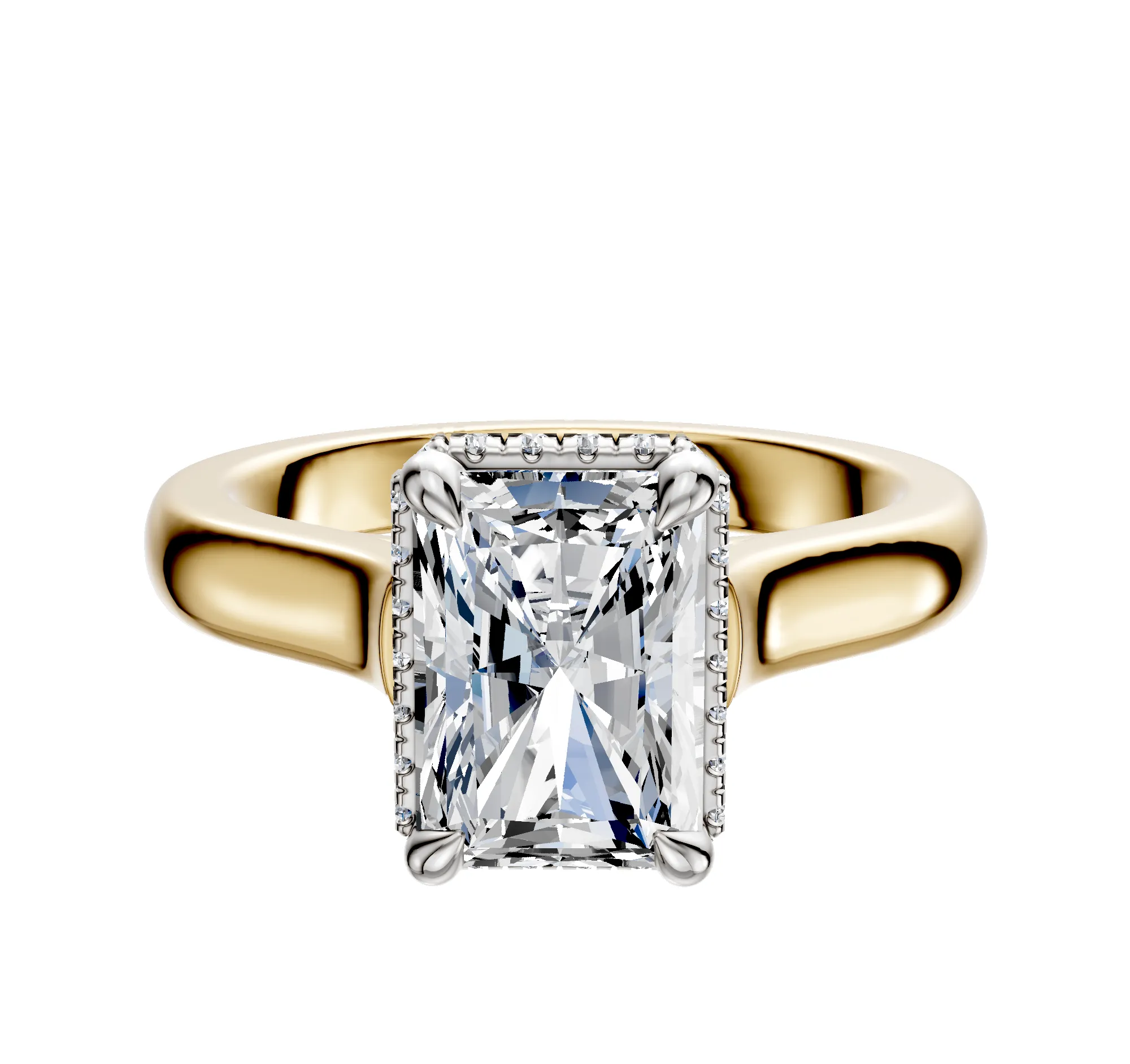 18K Two Tone 4 Prong Collar Cathedral Dome 3.0mm Engagement Ring sold by Promise By Effy