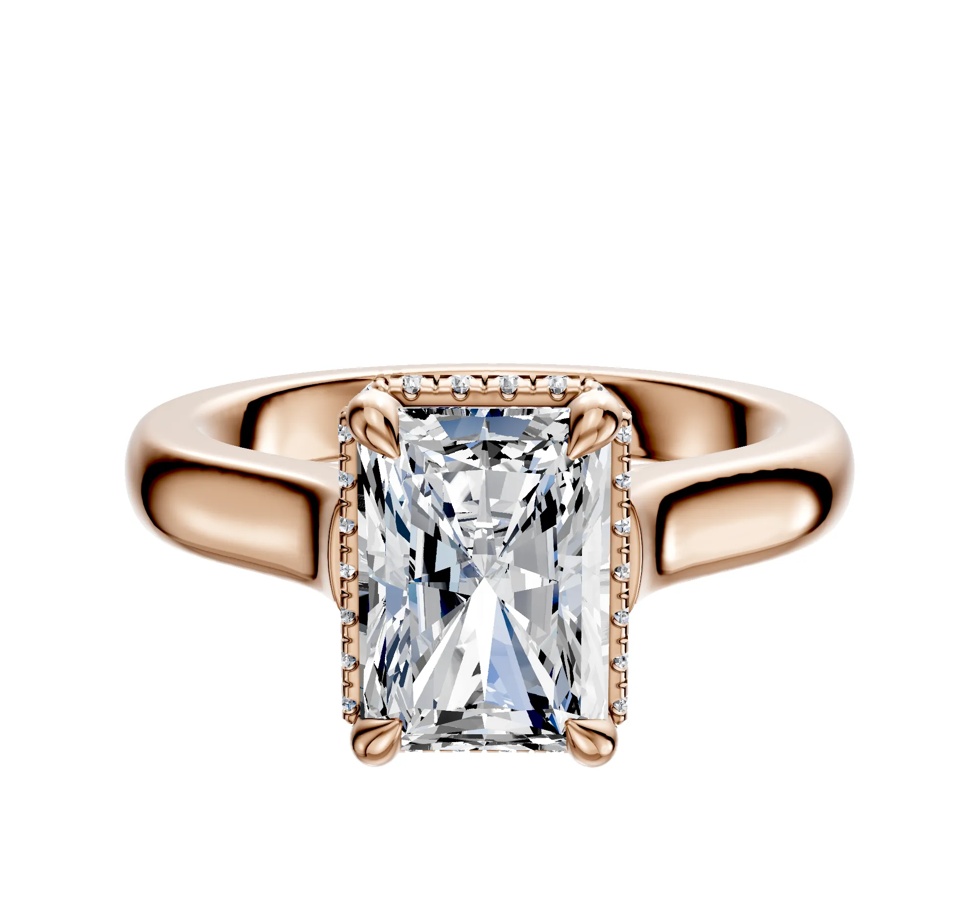 18K Rose Gold 4 Prong Collar Cathedral Dome 3.0mm Engagement Ring sold by Promise By Effy