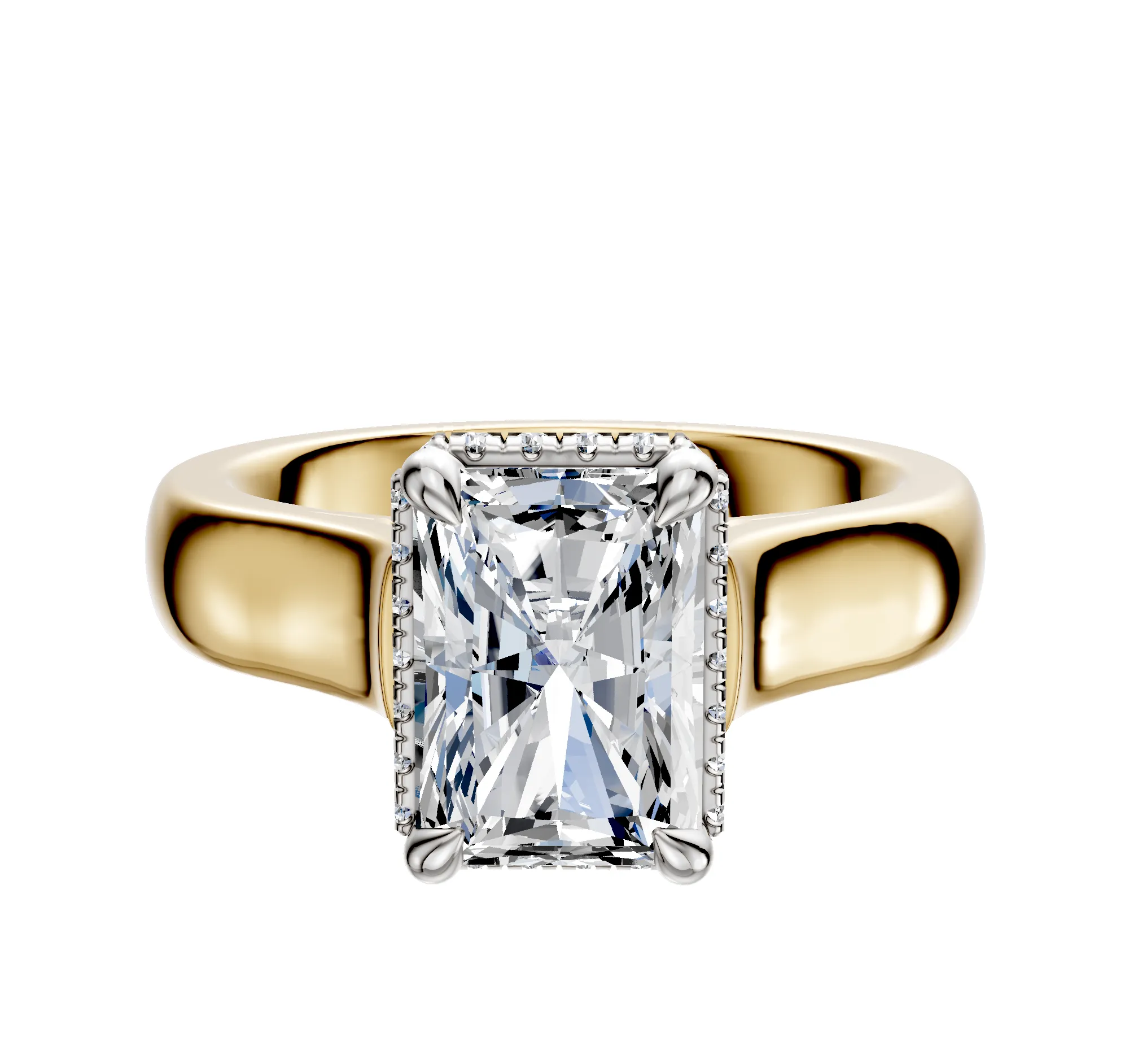 14K Two Tone 4 Prong Collar Cathedral Dome 4.0mm Engagement Ring sold by Promise By Effy