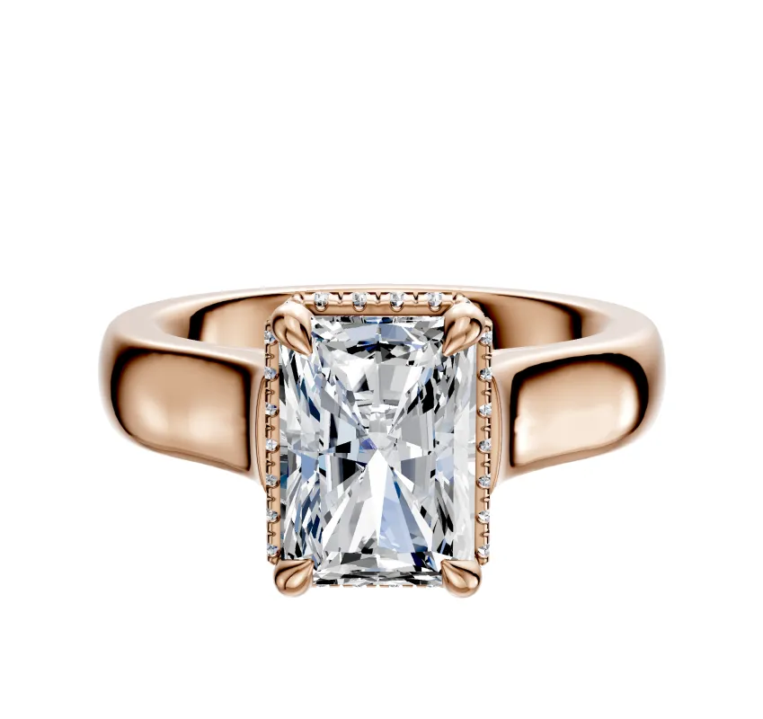 18K Rose Gold 4 Prong Collar Cathedral Dome 4.0mm Engagement Ring sold by Promise By Effy