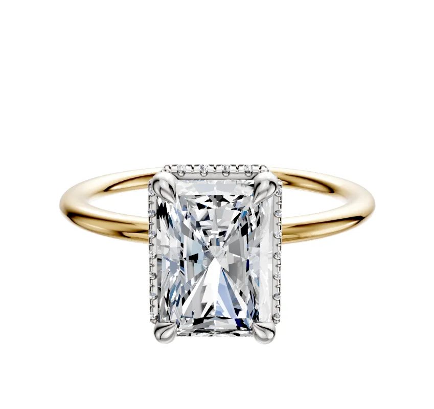 14K Two Tone 4 Prong Collar Classic Dome 1.5mm Engagement Ring sold by Promise By Effy