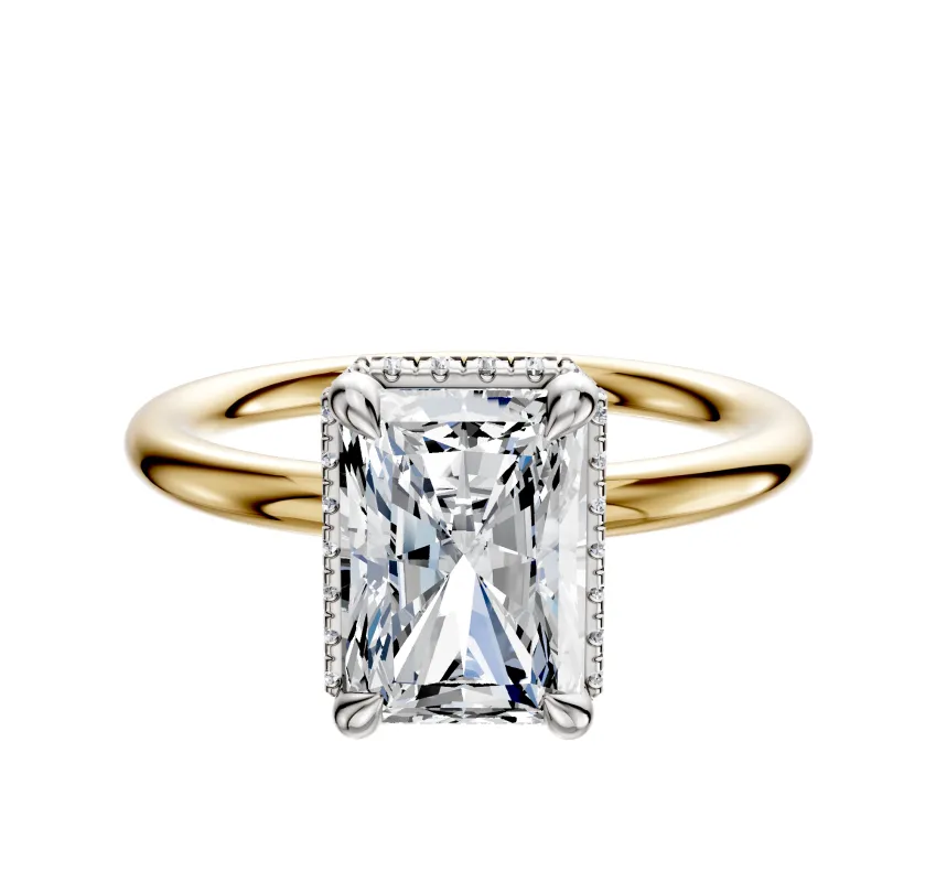 18K Two Tone 4 Prong Collar Classic Dome 2.0mm Engagement Ring made by Promise By Effy