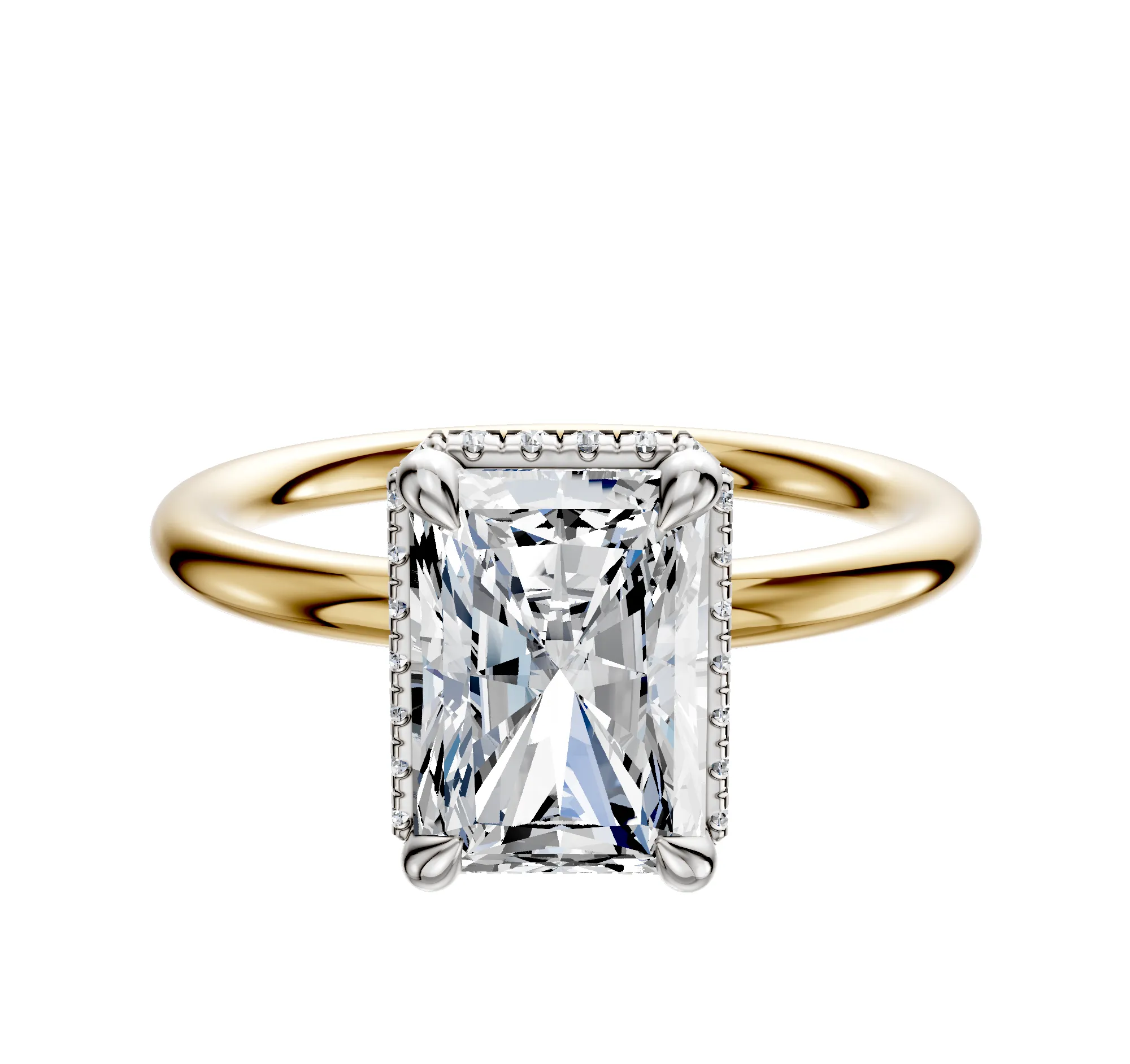 18K Two Tone 4 Prong Collar Classic Dome 2.0mm Engagement Ring sold by Promise By Effy