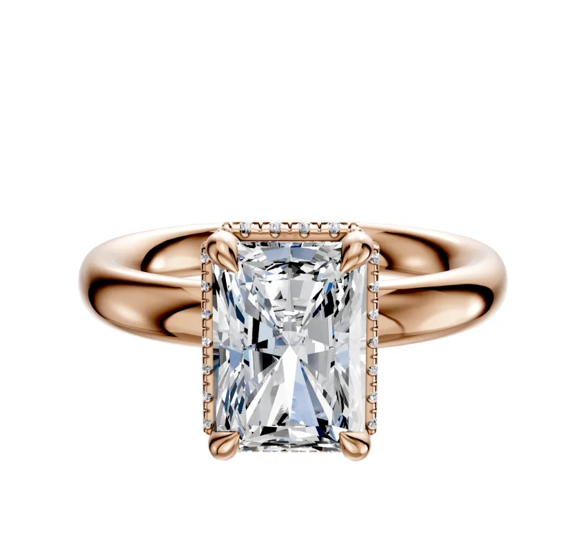 14K Rose Gold 4 Prong Collar Classic Dome 3.0mm Engagement Ring sold by Promise By Effy