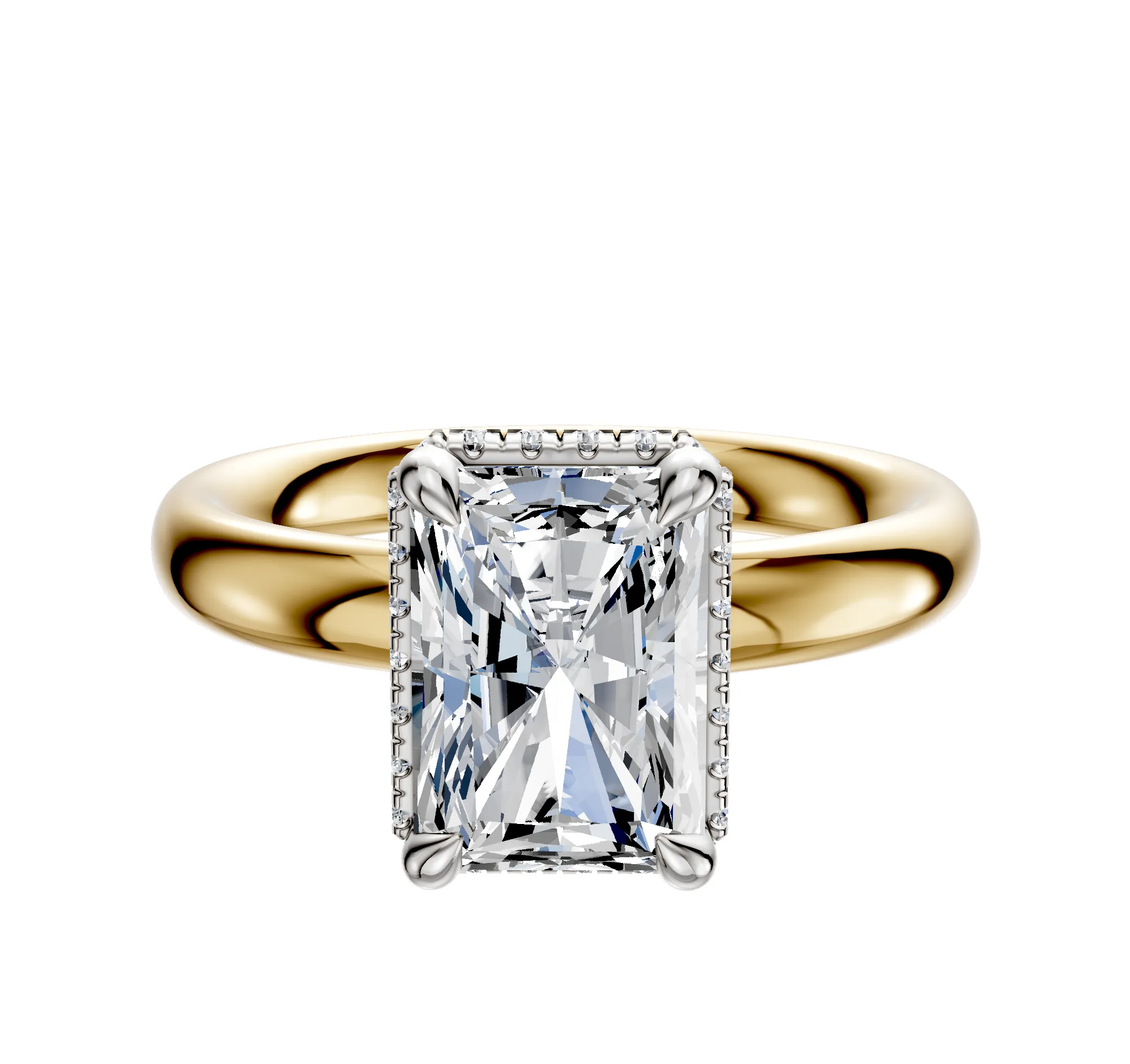 18K Two Tone 4 Prong Collar Classic Dome 3.0mm Engagement Ring sold by Promise By Effy