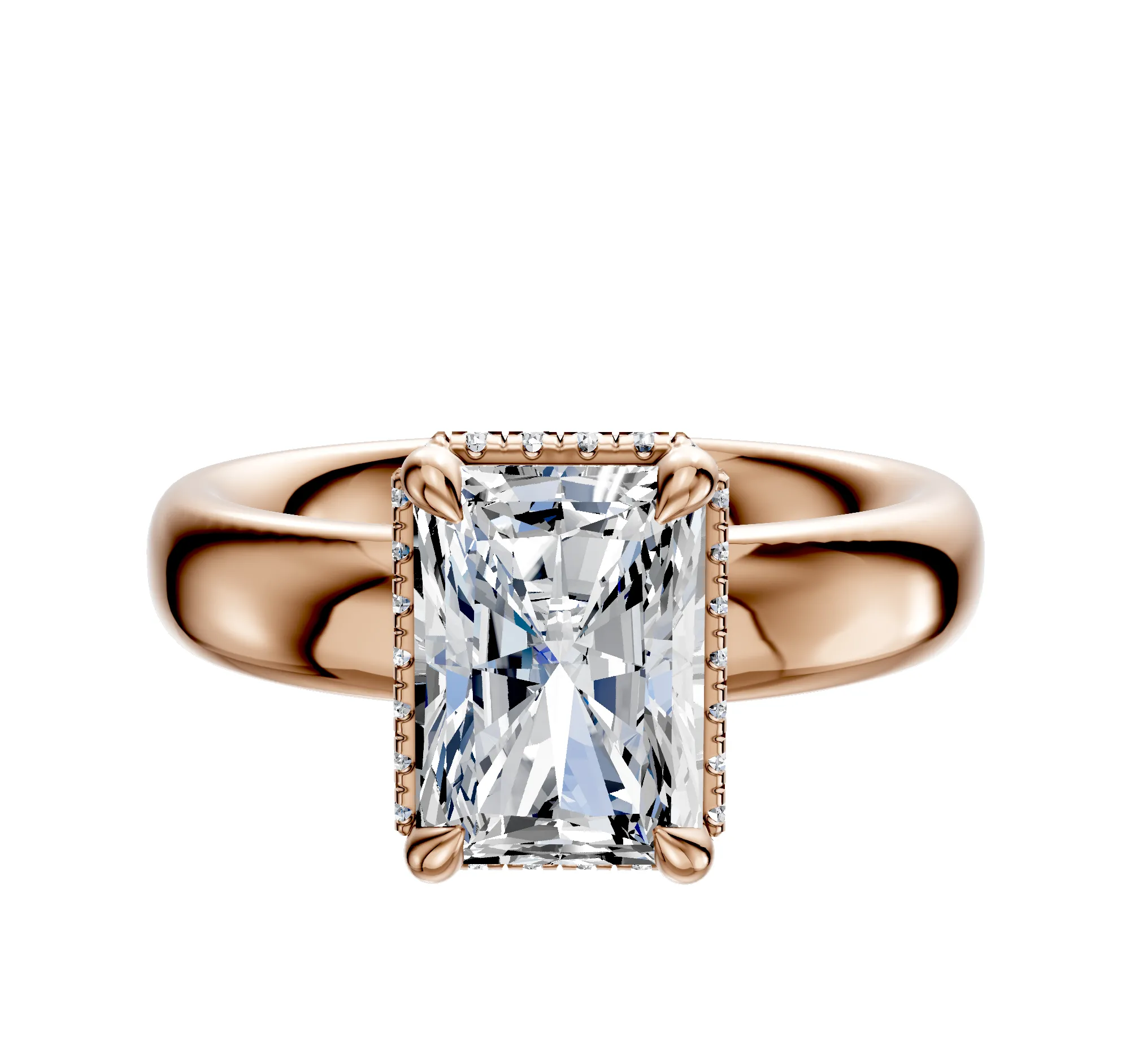 18K Rose Gold 4 Prong Collar Classic Dome 4.0mm Engagement Ring sold by Promise By Effy