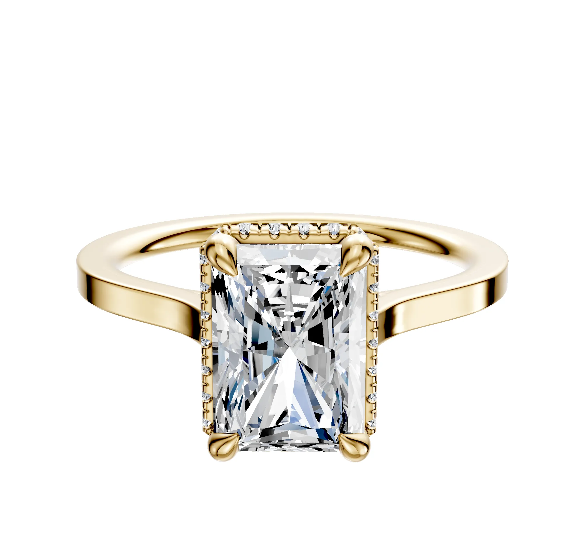 14K Yellow Gold 4 Prong Collar Cathedral Flat 1.5mm Engagement Ring sold by Promise By Effy