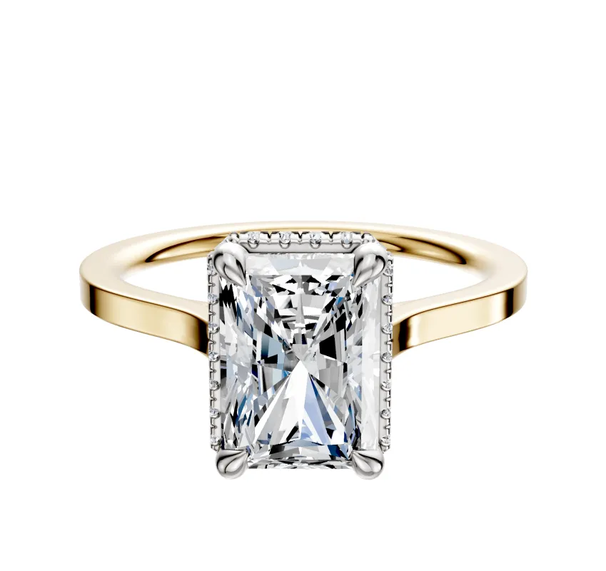 18K Two Tone 4 Prong Collar Cathedral Flat 1.5mm Engagement Ring sold by Promise By Effy