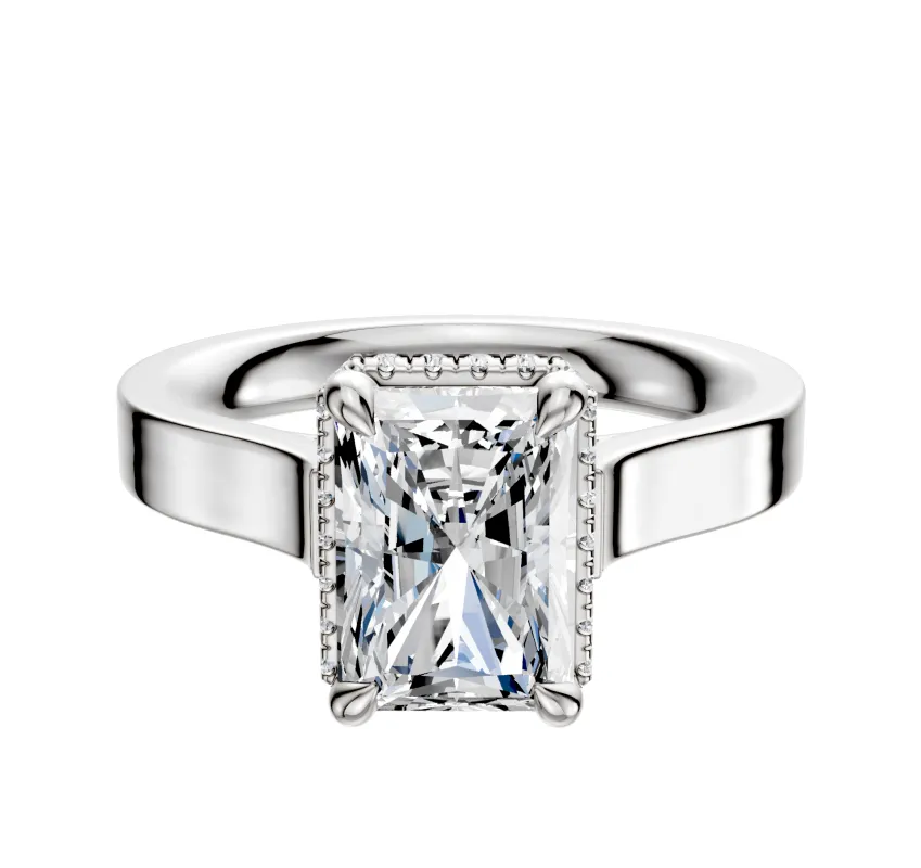 Platinum 4 Prong Collar Cathedral Flat 3.0mm Engagement Ring sold by Promise By Effy