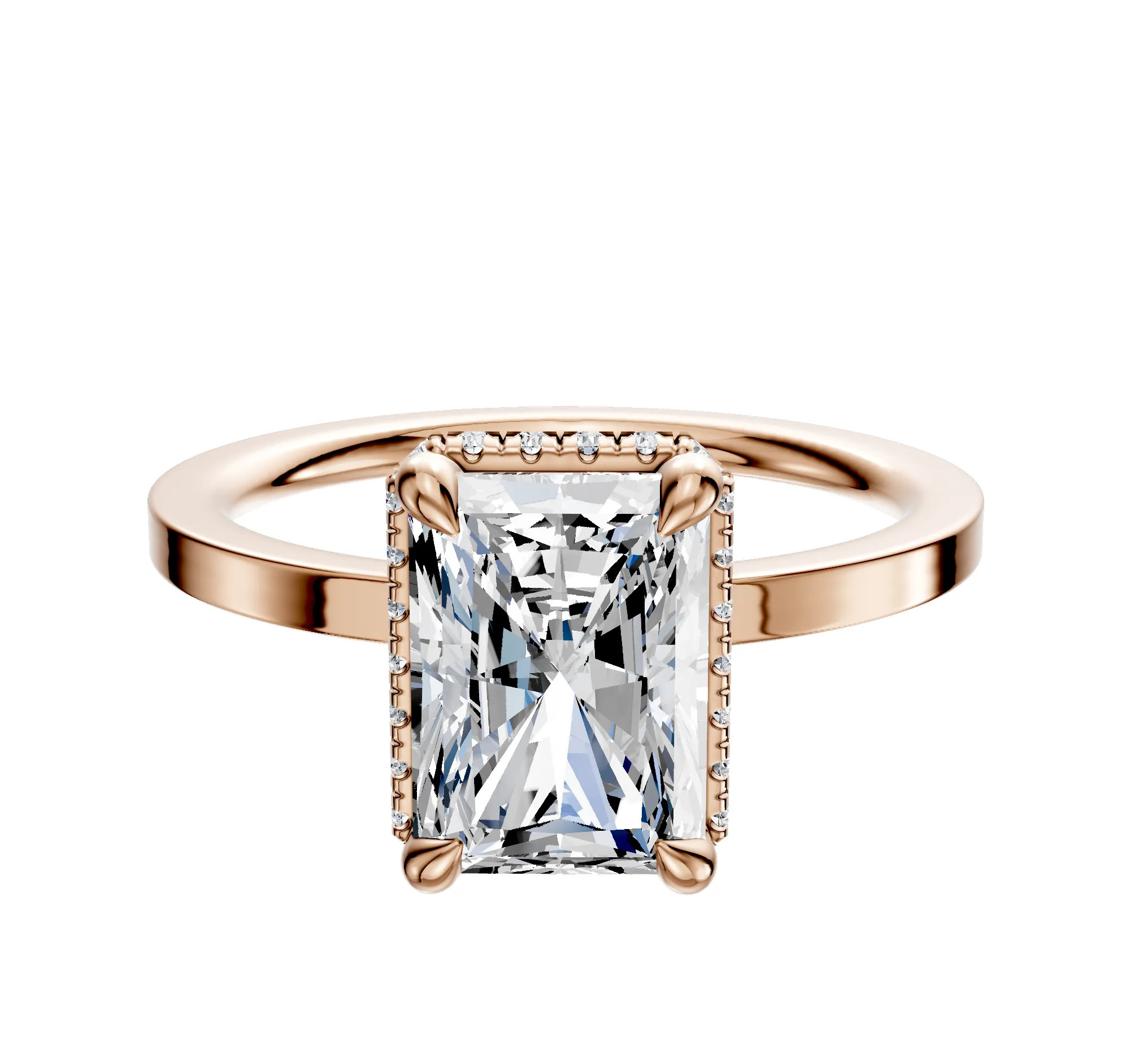 14K Rose Gold 4 Prong Collar Classic Flat 1.5mm Engagement Ring sold by Promise By Effy