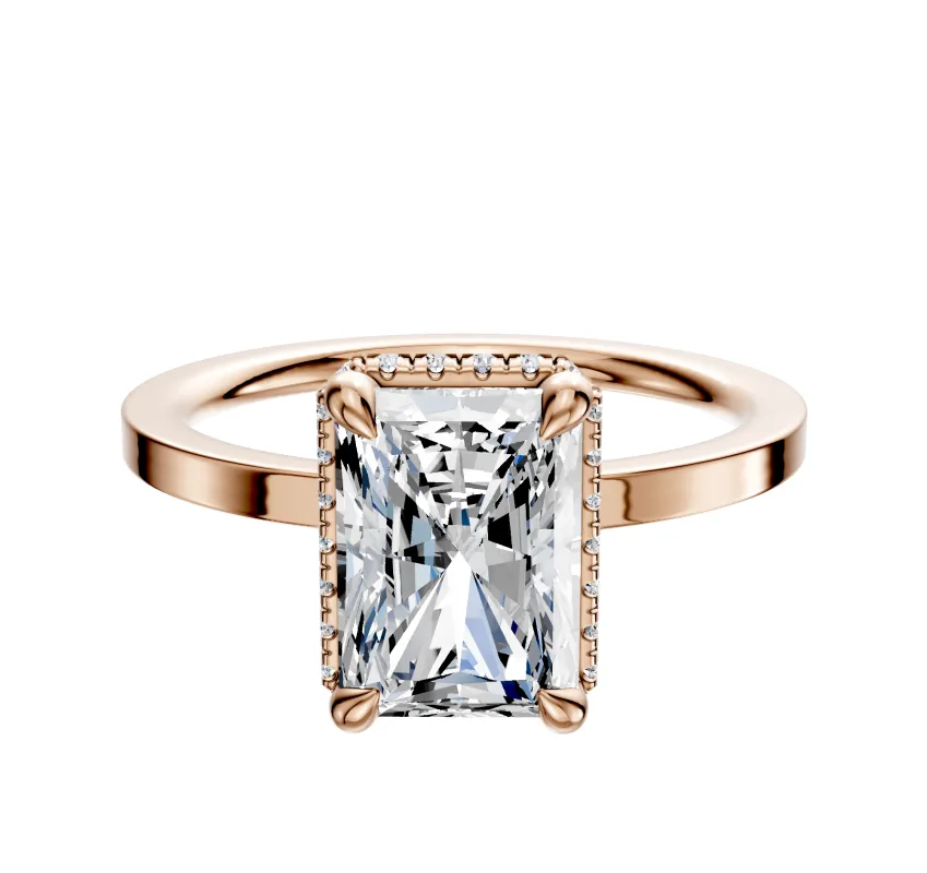 18K Rose Gold 4 Prong Collar Classic Flat 1.5mm Engagement Ring sold by Promise By Effy