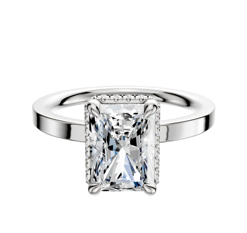 14K White Gold 4 Prong Collar Classic Flat 2.0mm Engagement Ring sold by Promise By Effy