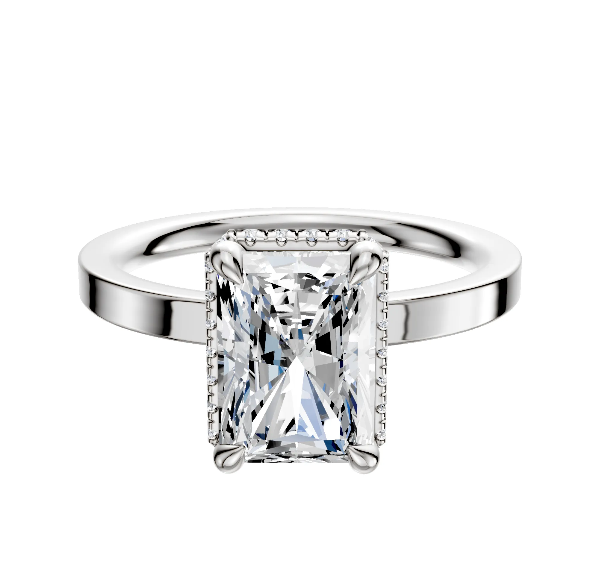 14K White Gold 4 Prong Collar Classic Flat 2.0mm Engagement Ring sold by Promise By Effy