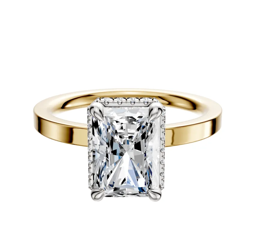 14K Two Tone 4 Prong Collar Classic Flat 2.0mm Engagement Ring sold by Promise By Effy